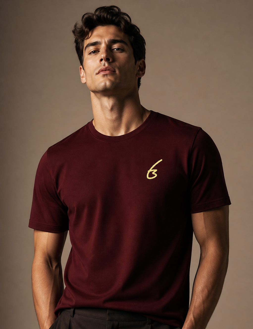 cloudsoft round neck t shirt Maroon